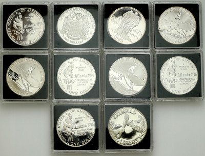 USA - 1 dolar 1988- 1996 - zestaw 10 sztuk - SREBRO