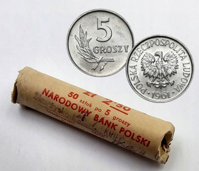 PRL. 5 groszy 1961 - 50 sztuk - RULON BANKOWY