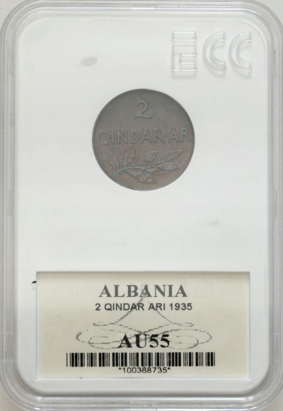 Albania. Zogu I. 2 qindar ari 1935