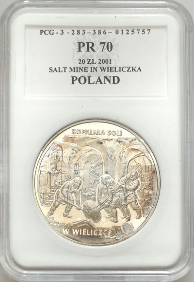 20 złotych 2001 Wieliczka - kopalnia soli, PCG PR70 – SREBRO