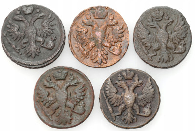 Rosja. Denga 1734-1749, zestaw 5 sztuk