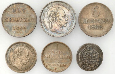 Niemcy, Węgry, Austria, zestaw 6 monet srebrnych