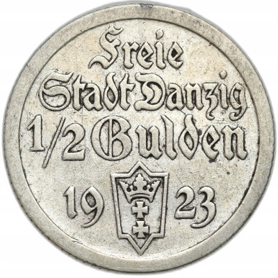 Wolne Miasto Gdańsk / Danzig. 1/2 Guldena 1923 Utrecht – Koga