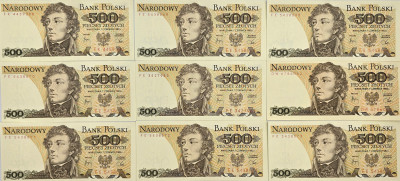 500 złotych 1982, zestaw 9 sztuk