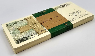 PRL. 50 złotych 1988 seria KB - PACZKA BANKOWA