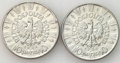 II RP. 10 złotych 1936 Piłsudski, zestaw 2 monet