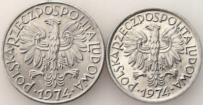 PRL. 5 złotych Rybak 1973 + 2 złote Jagody 1974