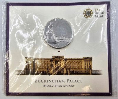 Wielka Brytania. 100 funtów 2015 Pałac Buckingham – 2 UNCJE SREBRA