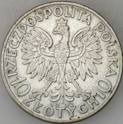 II RP - 10 złotych 1932 głowa kobiety - SREBRO