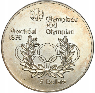Kanada. 5 dolarów 1974 Koła olimpijskie i wieniec – SREBRO