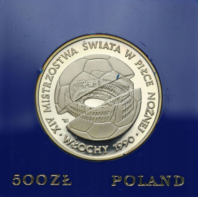 500 złotych 1988 MŚ w piłce nożnej Włochy 1990 – SREBRO
