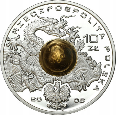 10 złotych 2008 Pekin kula – SREBRO