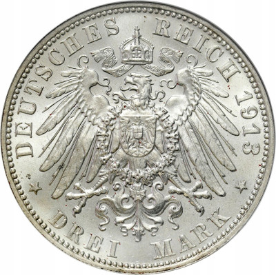 Niemcy, Saksonia. 3 marki 1913 E, Muldenhütten - PIĘKNE