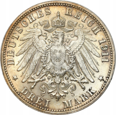 Niemcy, Wirtembergia. 3 marki 1911 F, Stuttgart