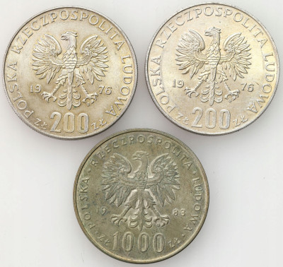 20 złotych 1976 x 2 i 1.000 złotych 1983
