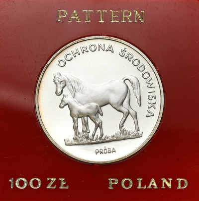 PRÓBA srebro 100 złotych 1981 Konie