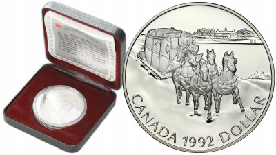 Kanada. 1 dolar 1992 175 rocznica - Kingston Stagecoach – SREBRO