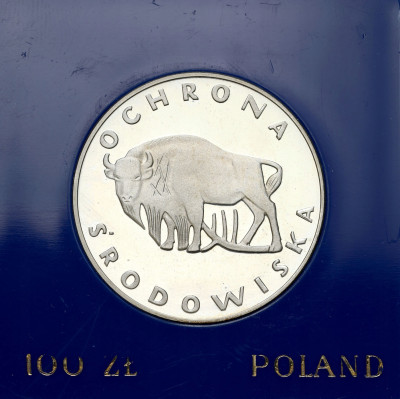 100 złotych 1977 Żubr Ochrona Środowiska – SREBRO