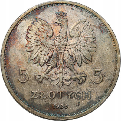 II RP. 5 złotych 1928 Nike bez znaku - ŁADNE