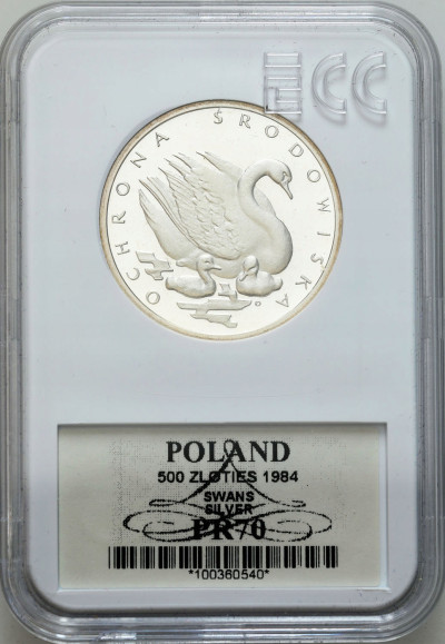 500 złotych 1984 Łabędzie GCN PR70 – SREBRO