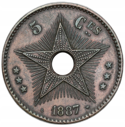 Kongo belgijskie. Leopold II. 5 centimes 1887