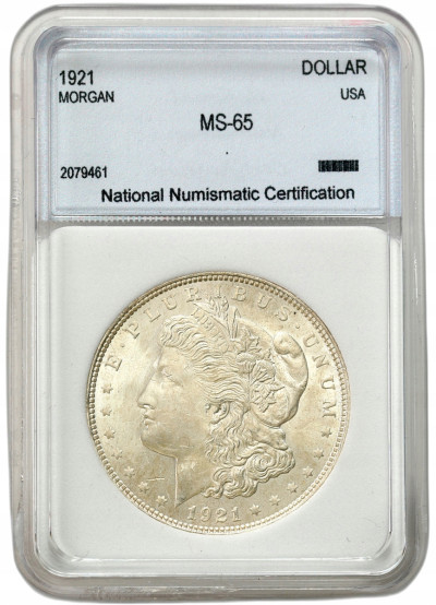 USA - 1 dolar Morgana 1921 - SREBRO NNC MS65
