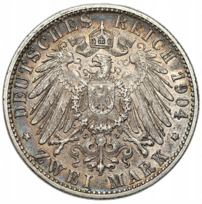 Niemcy - Wirtembergia 2 marki 1904 F , Stuttgart - SREBRO