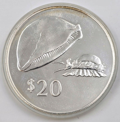 Fidżi. 20 dolarów 1978, Ochrona przyrody - porcelanka SREBRO