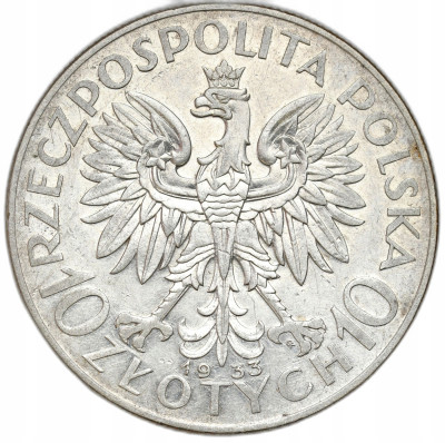 II RP. 10 złotych 1933 głowa kobiety – SREBRO