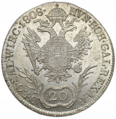 Austria Franciszek II (I) Habsburg. 20 krajcarów 1808 A Wiedeń BARDZO ŁADNE