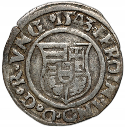 Węgry. Ferdynand I (1526-1564). Denar 1543 KB, Kremnica