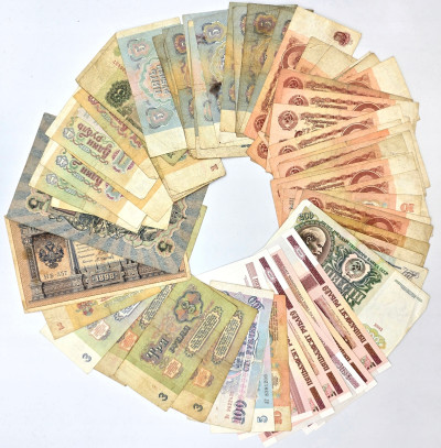 Rosja. Banknoty, zestaw 68 sztuk