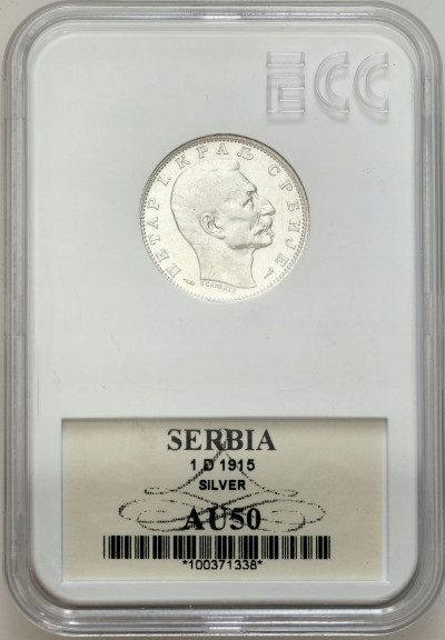 Serbia. Piotr I. 1 dinar 1915 – SREBRO