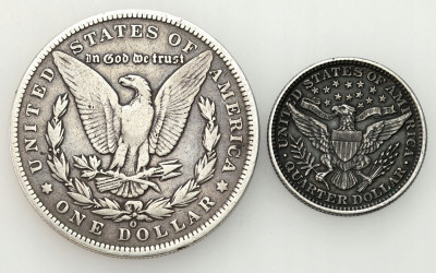 USA. 1/4 – 1 dolar 1892, SREBRO – 2 szt