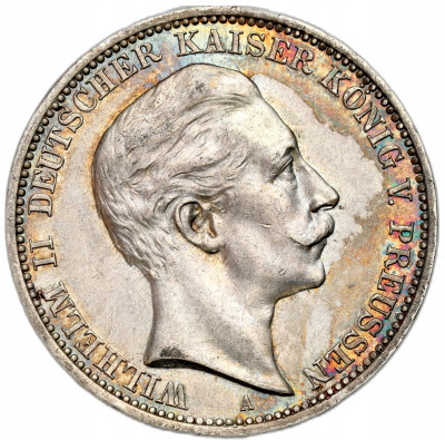 Niemcy - Prusy. Wilhelm II. 3 marki 1909 A, Berlin – SREBRO