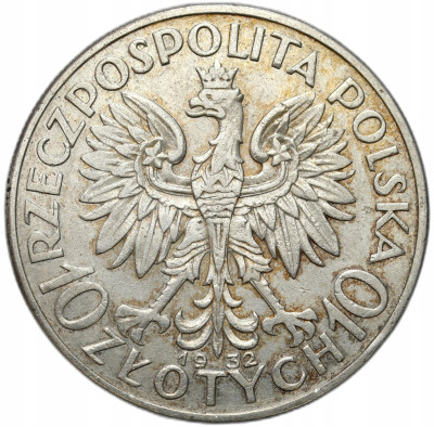 II RP. 10 złotych 1932 głowa kobiety (bez znaku)