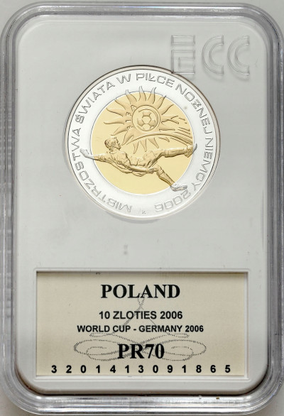 10 złotych 2006 Niemcy piłka nożna, GCN PR70 – SREBRO
