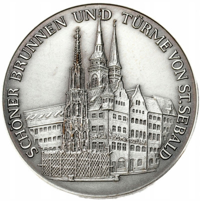 Niemcy. Medal Wyspa Schutt i kościół Lorenza – SREBRO