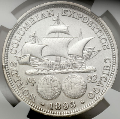 USA. 1/2 dolara 1893, Światowa Wystawa Kolumbijska NGC AU DETAILS