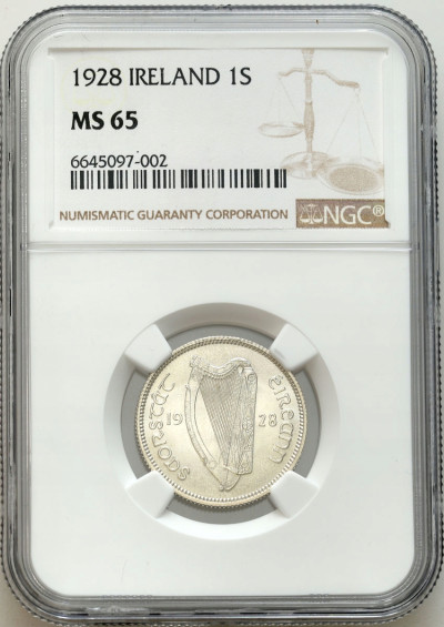 Irlandia. Szylingi 1928 NGC MS65 (MAX)