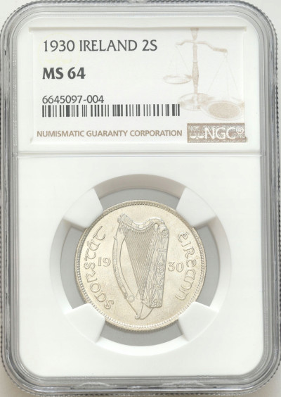 Irlandia. 2 szylingi (floren) 1930 NGC MS64 (2 MAX)