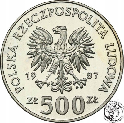 PRL 500 złotych 1987 XV Zimowe Igrzyska hokej – SREBRO