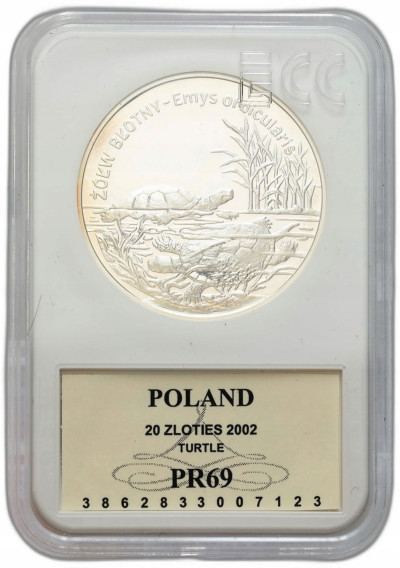 20 złotych 2002 Żółw Błotny GCN PR69 - SREBRO