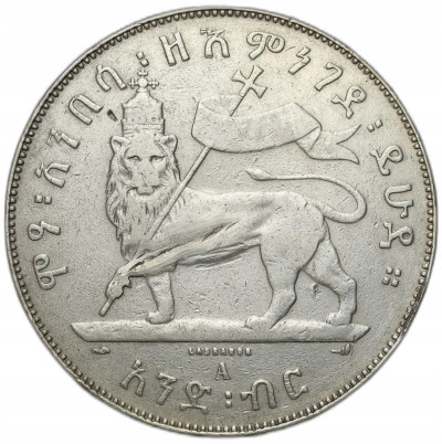 Etiopia - 1 birr 1894 Cesarz Menelik II – SREBRO