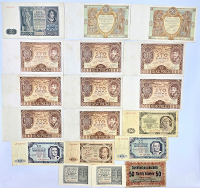 Polska, zestaw banknotów – 18 sztuk