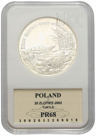 20 złotych 2002 Żółw Błotny GCN PR68 - SREBRO