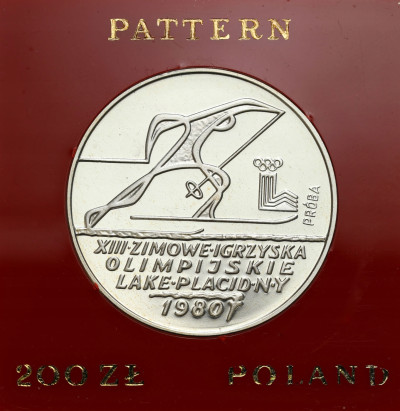 PRÓBA Srebro 200 złotych 1980 Olimpiada Lake Placid znicz