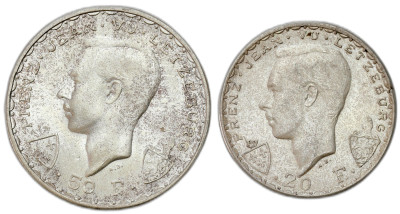 Luksemburg. 20-50 franków 1946, 2 szt – SREBRO