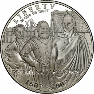 USA. 1 dolar 2007, Osada Jamestown – SREBRO
