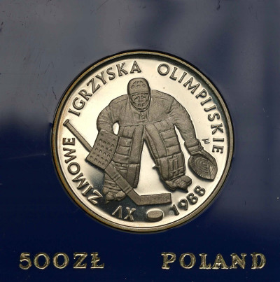 PRL 500 złotych 1987 Calgary hokej